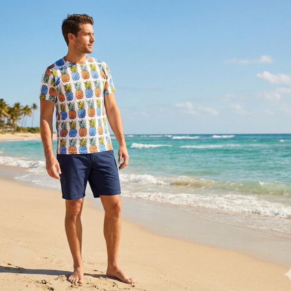 Pineapple Print Jersey Crew